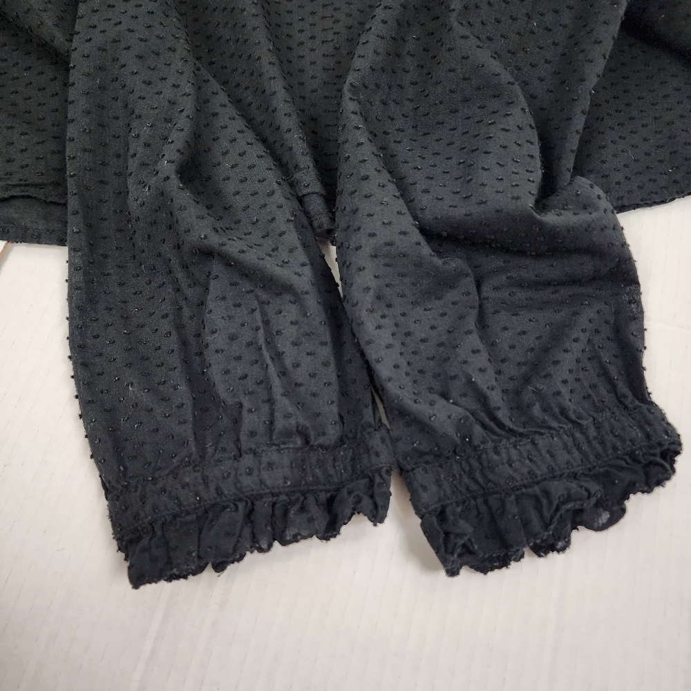 J.Crew Black Cotton Swiss Dot Top V-neck Popover Blouse Shirt Ruffles Size 3X - Picture 10 of 14